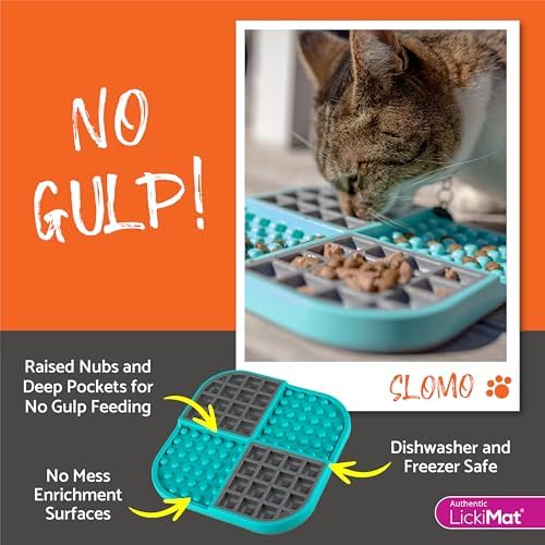 LickiMat Slomo, Cat Slow Feeder Lick Mat, Boredom Anxiety Reducer; Perfect for Food, Treats, Yogurt, or Peanut Butter. Fun Alternative to a Slow Feed Cat Bowl or Dish, Red - Image 5
