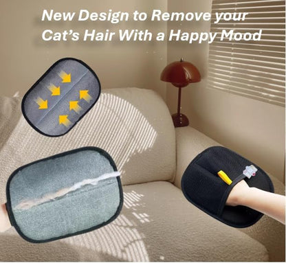 2Pcs Pet Hair Removal Glove for Dogs & Cats with Funny Pin, Reusable and Magic Brush Pet Hair Remover Gloves, Electrostatic Pet Hair Remover for Laundry, Couch, Carpet, Car Seat