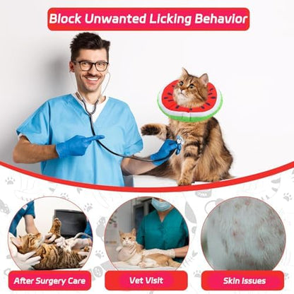 Seyezo Cat Cone Collar Soft, Adjustable Cat Recovery Cone, Watermelon, M - Image 6