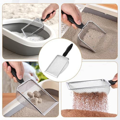 Stainless Steel Mesh Litter Shovel, Fine Mesh Metal Reptile Litter Cleaner Scooper, Black Non-Slip Handle Sifter for Lizard Substrate Reptile Terrarium Sand Waste - Image 6