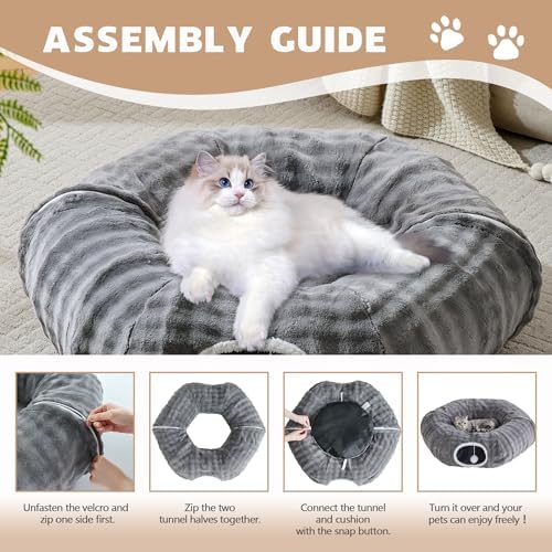 Bubble Round Cat Tunnel for Indoor Cats, Grey - Image 7