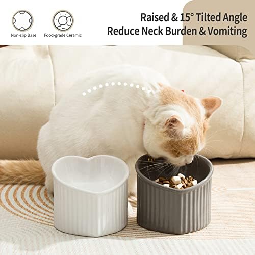 5.5 Inch White Ceramic Raised Tilted Cat Food Bowl,1 Pack - Image 4