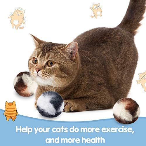 Skylety 8 Pack Cat Pom Poms Ball with Catnip Large Cat Balls Soft No Bells Quiet Interactive Toys Cute Fuzzy Artificial Balls Faux Fur 2 Inches for Kitten Pet Gifts Chasing Playing Exercising Indoor - Image 3