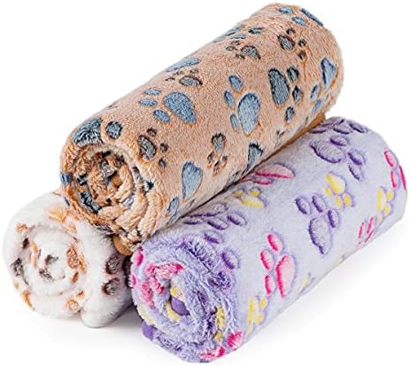 Dono 1 Pack 3 Dog Blankets, Soft Fluffy Fleece Pet Blanket Warm Sleep Mat Paw Print Design Puppy Kitten Throw Blankets Doggy Blanket for Dogs - Image 3
