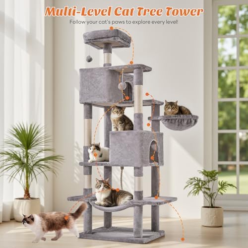DUMOS Large 66 Inch Cat Tree Tower with Scratching Posts, Indoor Use - Image 5