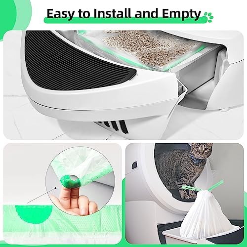 105 Count Automatic Litter Box Bags Liners Compatible with Litter Box Robot 4/5/3, Thick Self-cleaning Cat Litter Box Liners refill with Drawstring Heavy Duty 10-12 Gallons of Capacity - Image 4