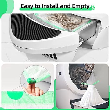105 Count Automatic Litter Box Bags Liners Compatible with Litter Box Robot 4/5/3, Thick Self-cleaning Cat Litter Box Liners refill with Drawstring Heavy Duty 10-12 Gallons of Capacity - Image 4