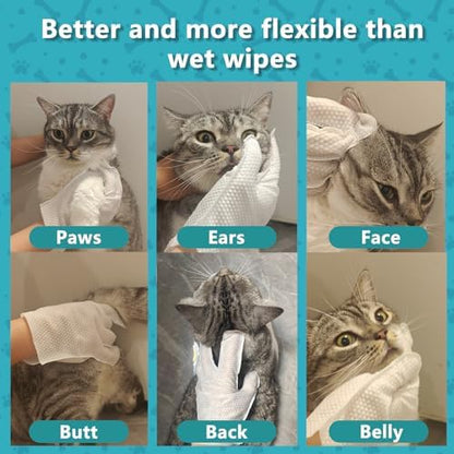 6PCS Unscented Extra Thick Pet Glove Wipes for Dogs & Cats, Dog Cat Washing Cleaning Gloves, Dog Grooming Bath Gloves for Daily Care and Traveling, Rinse Free - Image 6