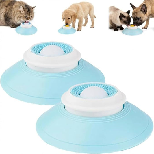 Dog Cat Lick Sphere Slow Feeder for Liquid Food & Peanut Butter,Interactive Licksphere for Dogs Anxiety Relief,Non-Slip Licking Bowl Enrichment Toys to Healthy Diet Food Container for Dogs Cats(White)