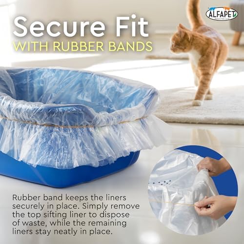 Alfapet Original Sifting Cat Litter Box Liners - Extra Giant 20 Count - Tear-Resistant Cat Litter Bags - Waterproof Kitty Litter Liners - Fits Almost All Litterbox Pan Sizes, 40" x 38", 30 lb Capacity - Image 5