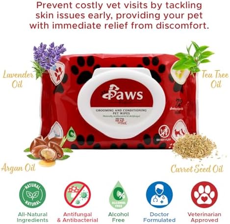 PawsFurUs® All-Natural Pet Wipes for Dogs & Cats - Doctor-Formulated for Total Pet Care with Antifungal & Antibacterial Protection, pH Balancing, Moisturizing, Deodorizing & Fast Itch Relief - 72ct. - Image 3