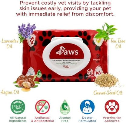 PawsFurUs® All-Natural Pet Wipes for Dogs & Cats - Doctor-Formulated for Total Pet Care with Antifungal & Antibacterial Protection, pH Balancing, Moisturizing, Deodorizing & Fast Itch Relief - 72ct. - Image 3