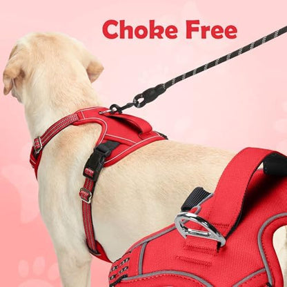 Funfox Dog Harness No Pull, Adjustable Pet Vest Harness, Super Soft Material with Vertical Handle Easy Control, Reflective Night Walking, 2 Leash Clips for Small Sized Dogs, Red, S - Image 4