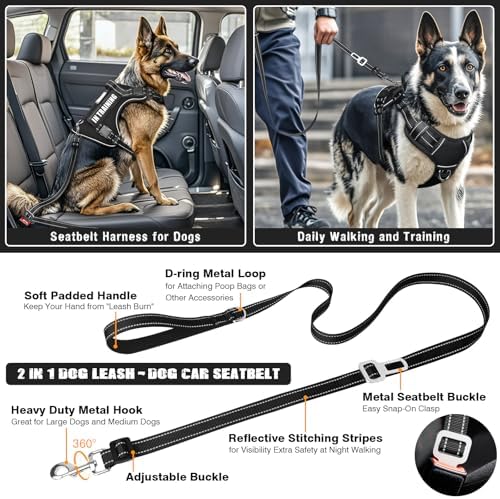 Tactical Dog Harness and Leash Set with 10 Patches for Large Dogs - Image 5