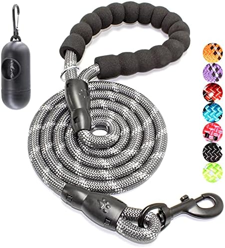 BAAPET 2/4/5/6 FT Dog Leash with Comfortable Padded Handle and Highly Reflective Threads for Small Medium and Large Dogs (6FT-1/2'', Grey) by BAAPET