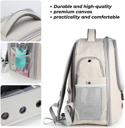 Lollimeow Pet Carrier Backpack, Bubble Backpack Carrier, Cats and Puppies,Airline-Approved, Designed for Travel, Hiking, Walking & Outdoor Use (Beige) - Image 5