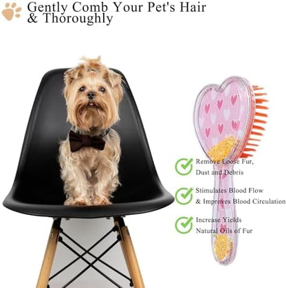 Small Soft Dog Grooming Brush Pet Massage Hair Brush (White Heart) - Image 3