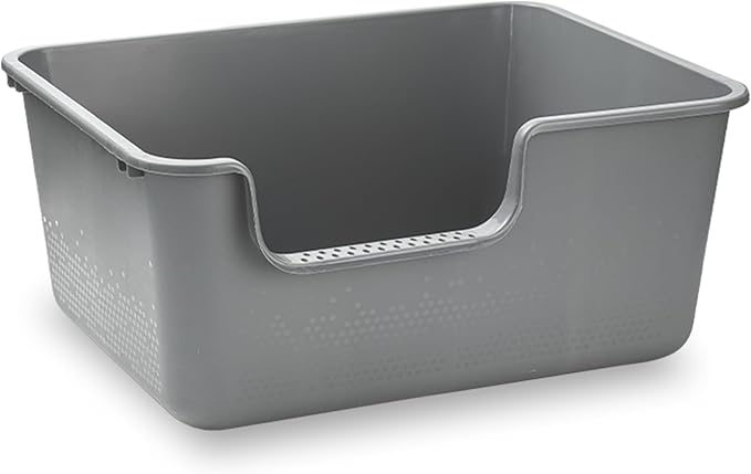 Large Cat Litter Box with High Sides,Cat Litter Pan with Low Entry,Cat Box for Indoor Kittens & Senior Cats,Anti-Splashing,Waterproof,Easy to Clean,Durable (Speckle Gray)