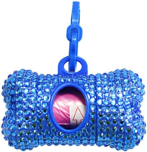 Bling Dog Poop Pickup Bag Dispenser Holder Pet Waste Disposal Bag Pet Trash Bags Holder Bone Shaped (Blue)