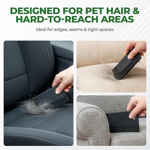 Reusable Pet Hair Remover Roller - 5-Piece Dog & Cat Hair Remover Kit for Couch, Furniture, Carpet, Car Seats & Clothes with Deshedding Glove, Fur Scraper & Cleaning Brush - Image 4