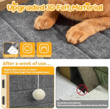 Felt Cat Scratcher for Indoor Cats,Foldable Triangle,Grey - Image 2