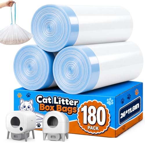 180 Count Automatic Cat Litter Box Liners, Drawstring Waste Bags by Sctoarielt