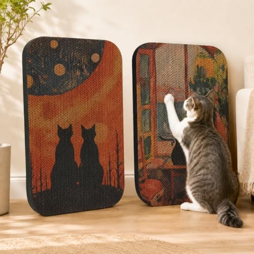 2 Pack Cat Wall Scratcher, Art Cat Scratching Board for Cats by LESISSMER
