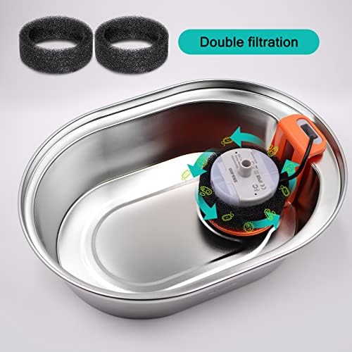 Cat Water Fountain Filters for Stainless Steel 67oz/2L Adjustable Water Flow Pet Fountain, 12 Pack Pet Replacement Filters with 12 Sponges - Image 3