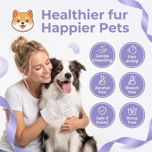 Pet Glove Wipes for Dogs & Cats, 2-in-1 Disposable Dog Cleaning Gloves for Bathing, No-Rinse Grooming Wipes for Paw, Face, Ear & Body, Aloe & Jojoba Oil, 6 Count - Image 5