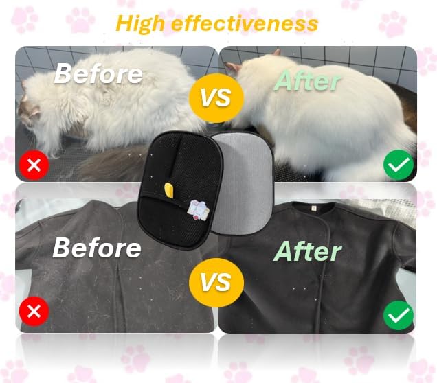 2Pcs Pet Hair Removal Glove for Dogs & Cats with Funny Pin, Reusable and Magic Brush Pet Hair Remover Gloves, Electrostatic Pet Hair Remover for Laundry, Couch, Carpet, Car Seat