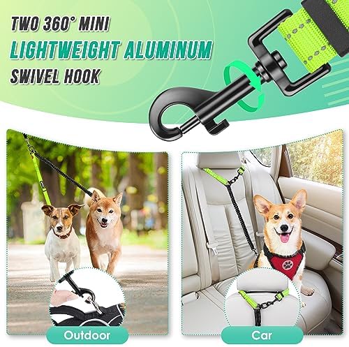 AUTOWT Two Dog Lead, 2 in 1 Upgraded Double Dog Leash Attachment Combine Adjustable Strap and Shock Absorbing Bungee No Tangle Dual Training Splitter for Different Size Dogs - Image 6