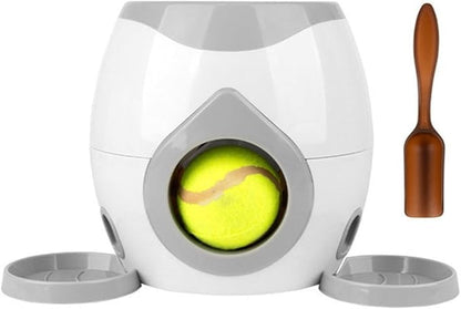 Feedless Training Device with 2 Tennis Balls, Automatic Pitching Snack Reward Machine, Small and Medium-Sized Dog Puzzle Toys, Indoor and Outdoor Dual-Purpose Ball Thrower