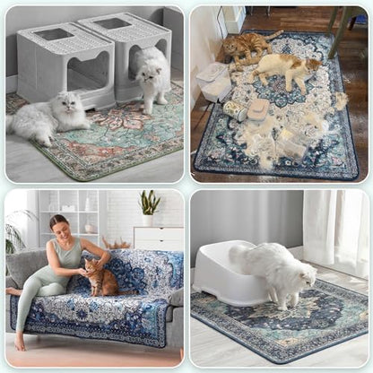Hompet Cat Litter Mat 2 Pack, 36x60 Large Machine Washable Trapping Mats for Cats, Super Absorbent & Urine-Proof Cat Litter Box Mat for Floor, Waterproof & Non Slip Kitty Litter Rug - Image 4