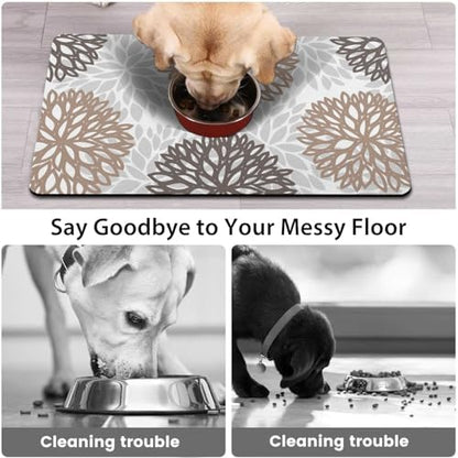 Dog Food Mat for Floors, Absorbent Pet Cat Food Bowl Mat, 12x20 in - Image 2