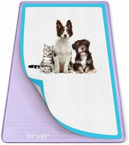 Pee Pad Holder for Dogs 50''x35'' Silicone Puppy Pee Pad Tray, Purple by Bartuke