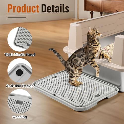 Cat Litter Box Step, Large Cat Litter Ramp with Filter Function, Light Grey - Image 4