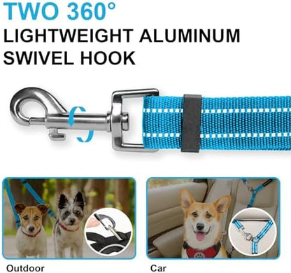 MingXpet Double Dog Leash for Two Dogs, No Pull Dog Leash, 360° Swivel No Tangle for Medium Dogs Walking & Training, Shock Absorbing Reflective Bungee, Blue - Image 3