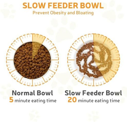 Ceramic Slow Feeder Cat Bowl 6.3" Wide (White) - Image 4