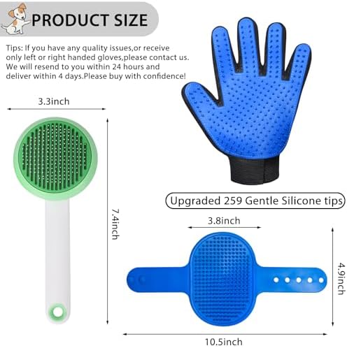 Cat Grooming Glove Brush, Self-Cleaning Slicker Pet Brush - Image 4
