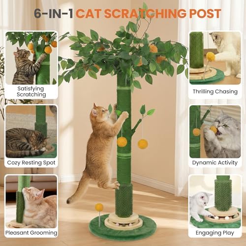 46" Extra Tall Cat Scratching Post for Large Cats, Sisal Rope - Image 3