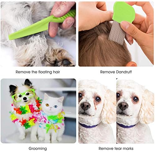 Cat & Dog Grooming Set - Fine Tooth Comb For Grooming And Removing Dandruff Flakes Remove Float Hair Tear Marks (green) - Image 4