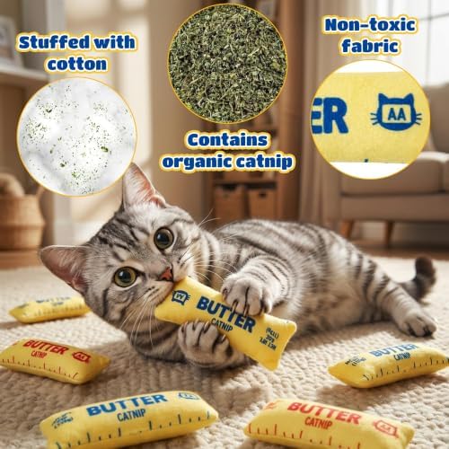 6Pcs Butter Catnip Crinkle Paper Sound Toys for Cat, Catmint Cat Toy Gift - Image 3