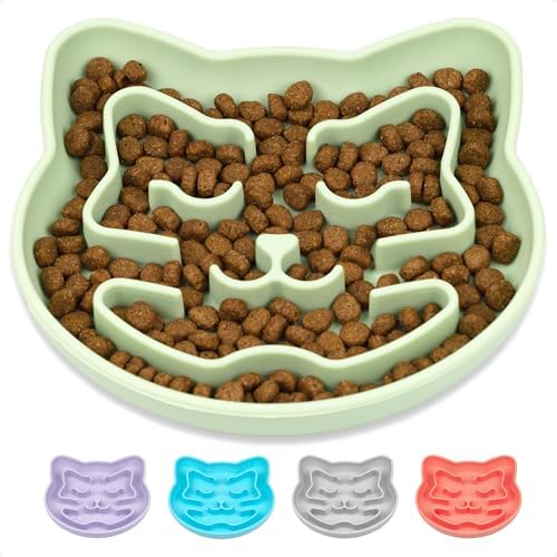 Snuggli Slow Feeder Cat Bowl | Cat Puzzle Feeder for Slow Eating, Mental Enrichment, Digestion, & Bloat Relief | Non-Slip Silicone, Dishwasher Safe, 1 Cup (Matcha) by Snuggli
