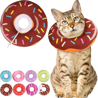 Cat Cone Collar Soft, Cute Cat Donut Collar After Surgery, Adjustable Kitten Recovery Cones to Stop Licking, Lightweight Neck Elizabethan Collars for Cats Kittens (Brown, Medium) by Unknown