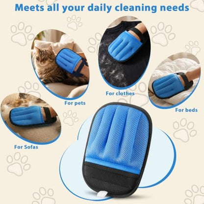 SUETT 2-Pack Pet Hair Removal Gloves, Reusable Five-Finger Grooming Gloves for Dogs and Cats, Removes Pet Hair from Clothes, Sofas, Carpets, and Car Seats, Blue - Image 5