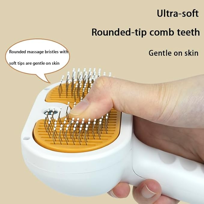 Pet Grooming Steam Brush, 3-in-1 Spray-on Hair Removal Comb for Long-Haired and Short-Haired Cats and Dogs
