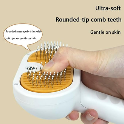 Pet Grooming Steam Brush, 3-in-1 Spray-on Hair Removal Comb for Long-Haired and Short-Haired Cats and Dogs