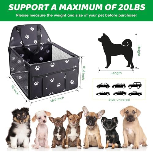 GENORTH Dog Car Seats for Small and Medium Dogs,Portable Puppy/Pet Car Booster Seat with Clip-On Leash and Mesh Window for Pet Up to 20 lbs - Image 5