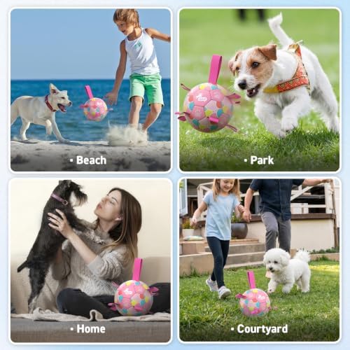 QDAN Dog Soccer Ball Toy with Strap, Pastel Color Puppy Toys Gifts, 6 Inch - Image 5