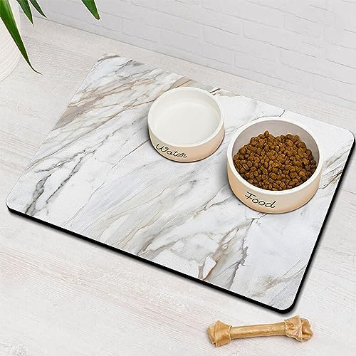 Dog Food Mats for Floors Absorbent, Pet Cat Food Mat - Quick Dry Dog Bowl Mats for Food and Water, Eco-Friendly Boho Pet Supplies by Ayiashiab